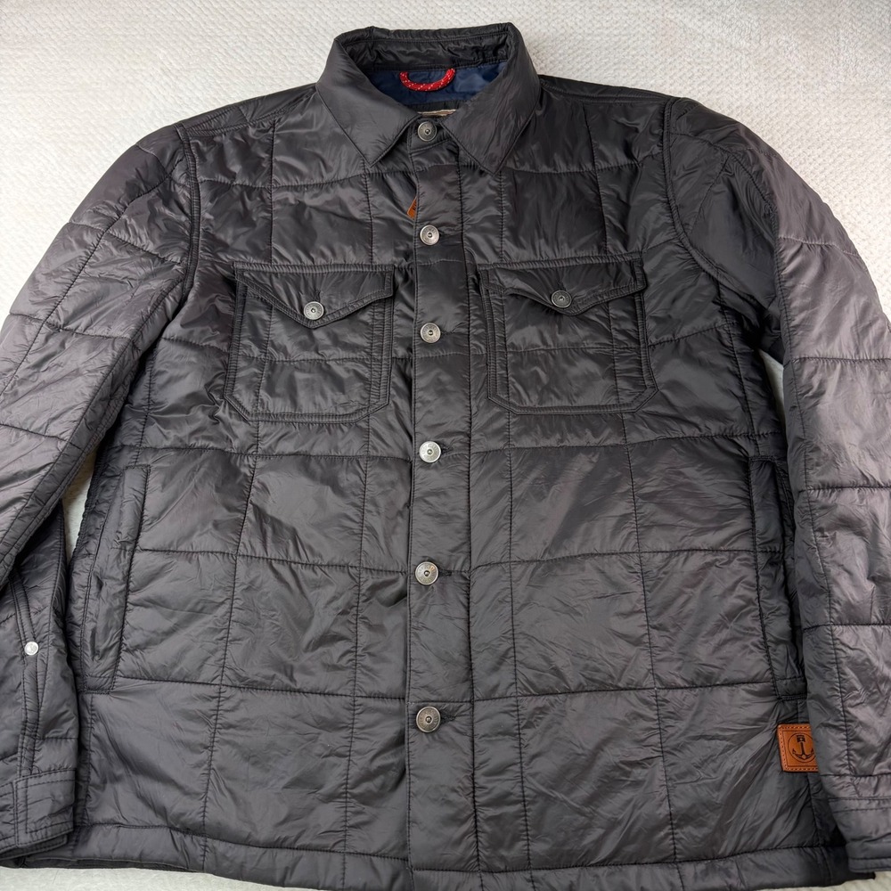 Iron and Resin Mens Black Quilted Jacket Full Zip Button Large